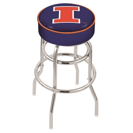 30 4 Illinois Cushion Seat,Double-Ring Chrome Swivel Bar Stool